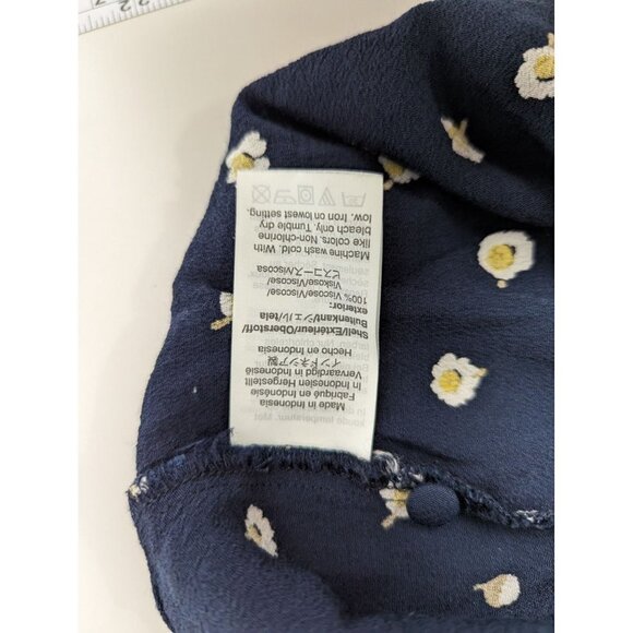 Madewell Womens Tank Top Size L Daisy Dots Button Front Tie Floral Blue - Picture 5 of 8